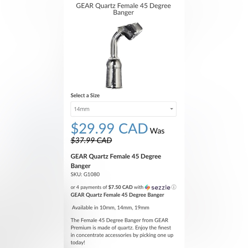 NEW! GEAR Quartz Nail Domeless Banger 14mm Female 45-degree G1080 - Picture 8 of 9